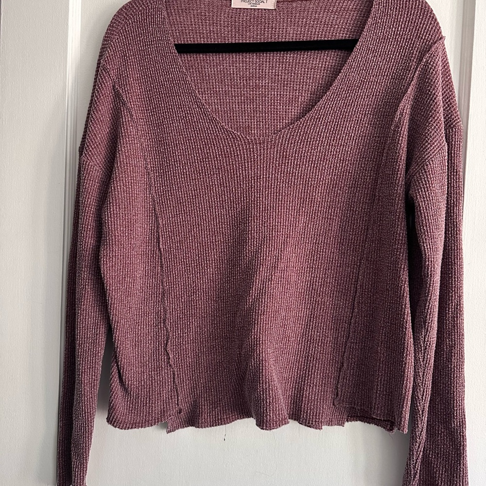 Project Social T V-Neck Sweater in Mauve